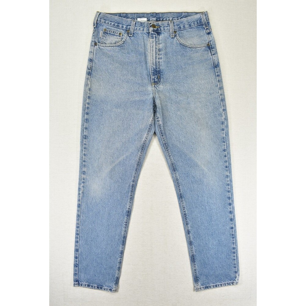 Carhartt Mens 36x34 Med Wash Denim Jeans Traditional Fit Straight Leg Workwear